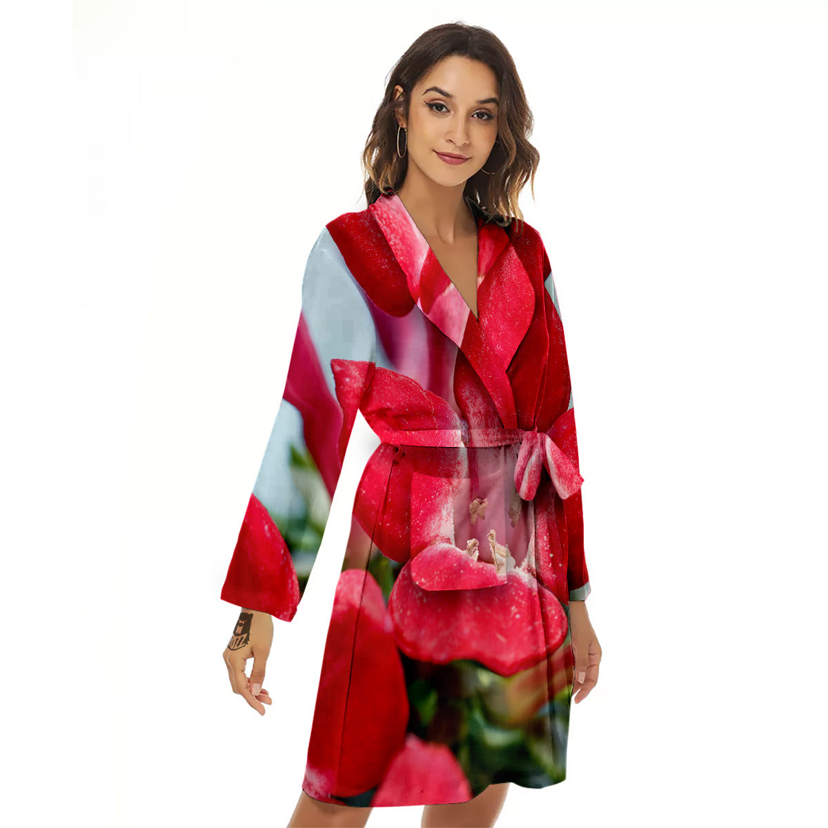 Flower Bouvardia Print Women's Robe-grizzshop