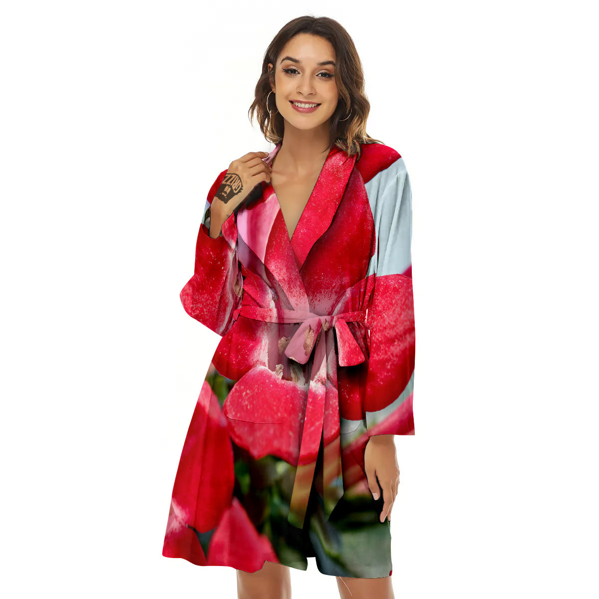 Flower Bouvardia Print Women's Robe-grizzshop