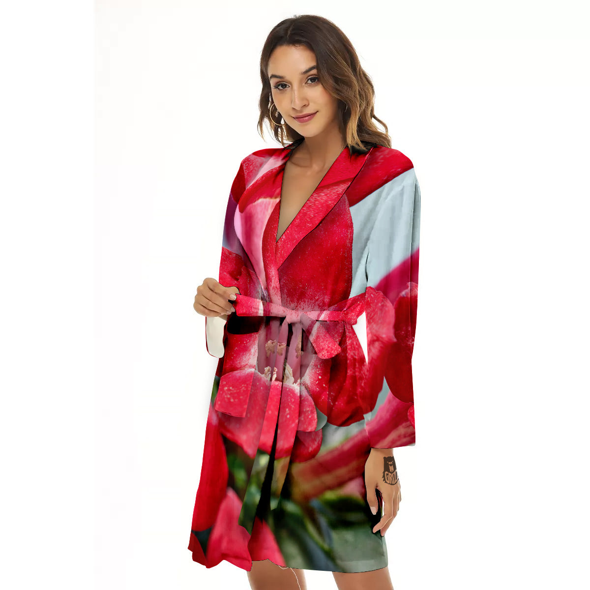 Flower Bouvardia Print Women's Robe-grizzshop