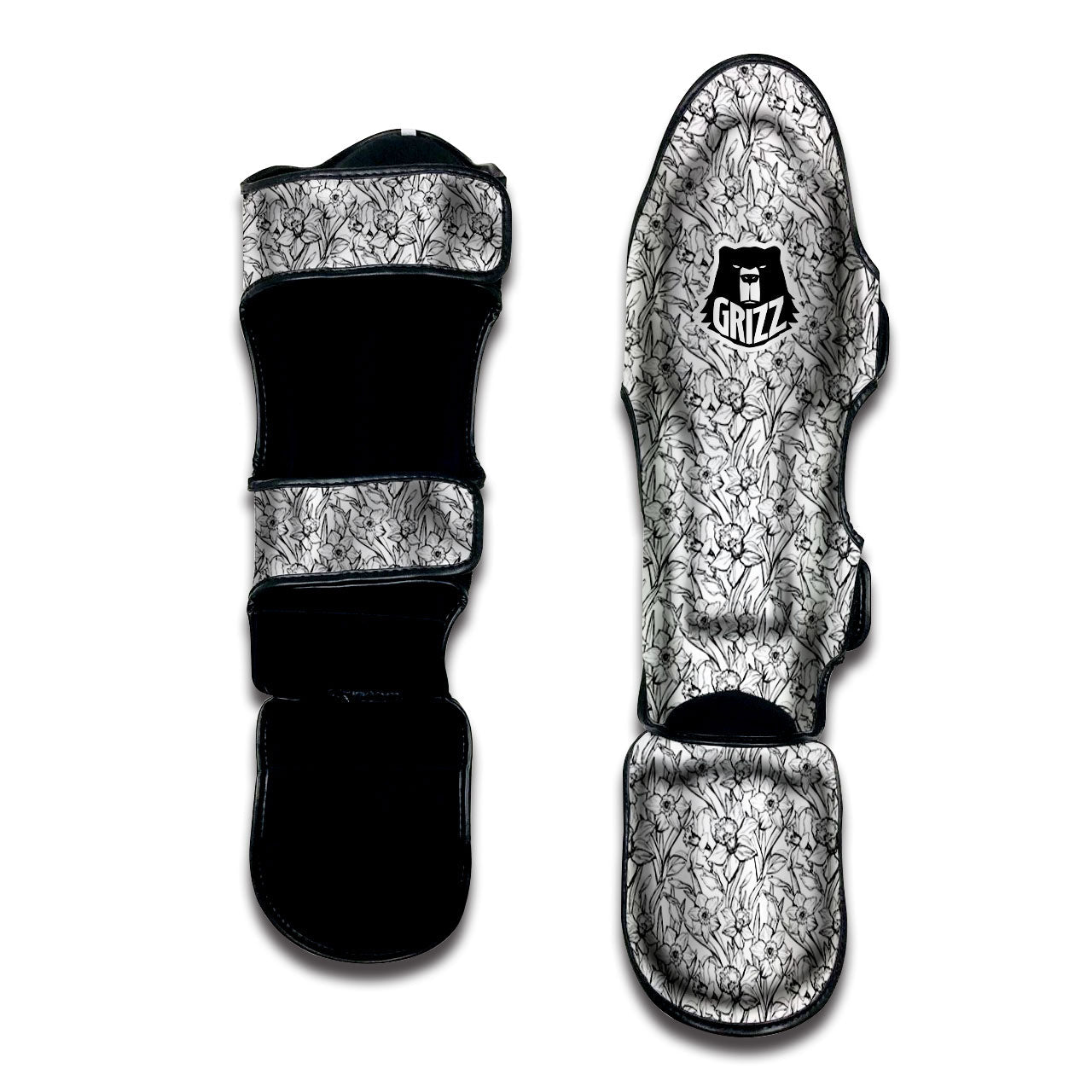 Flower Daffodil Drawing Print Pattern Muay Thai Shin Guards-grizzshop