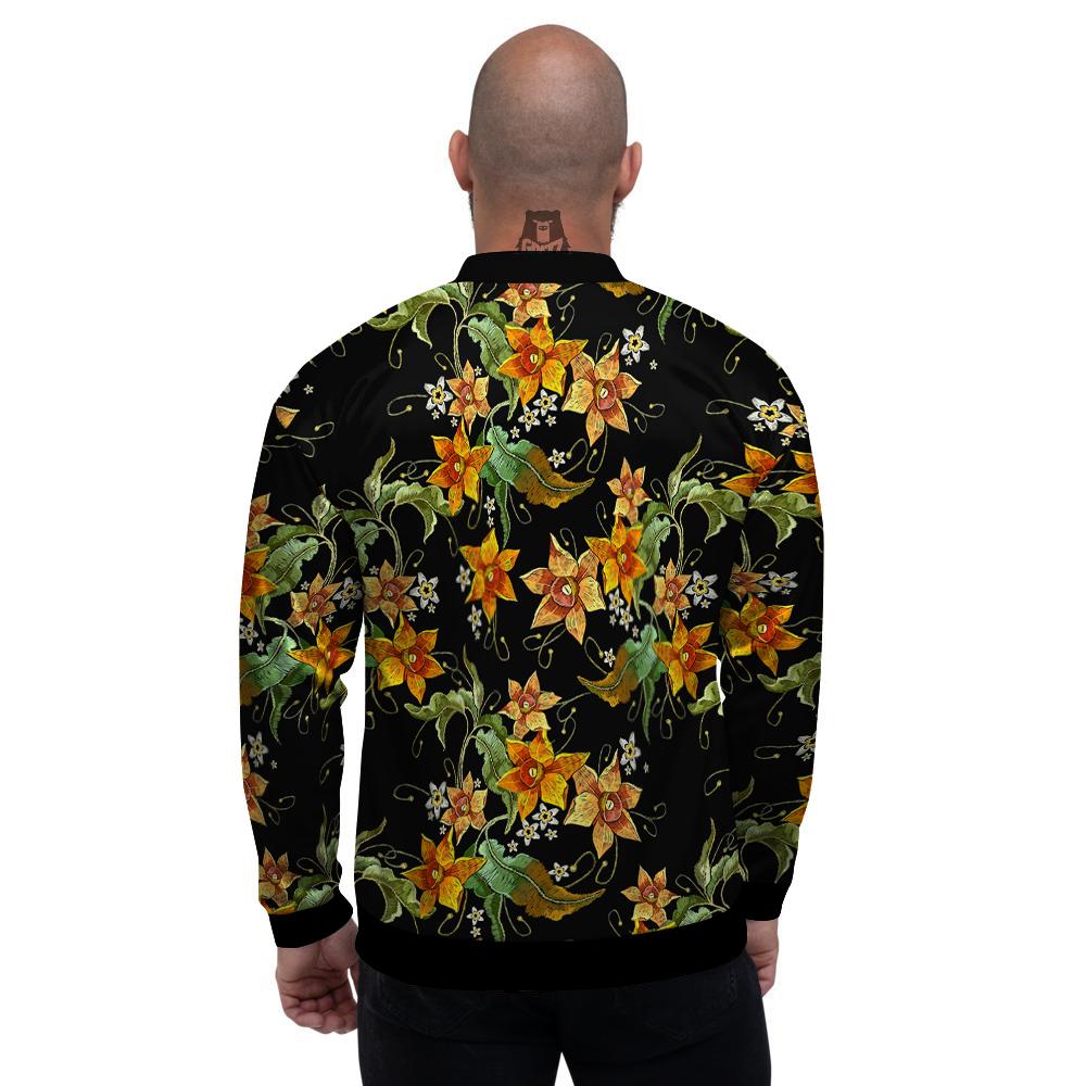 Flower Daffodil Vintage Print Pattern Men's Bomber Jacket-grizzshop