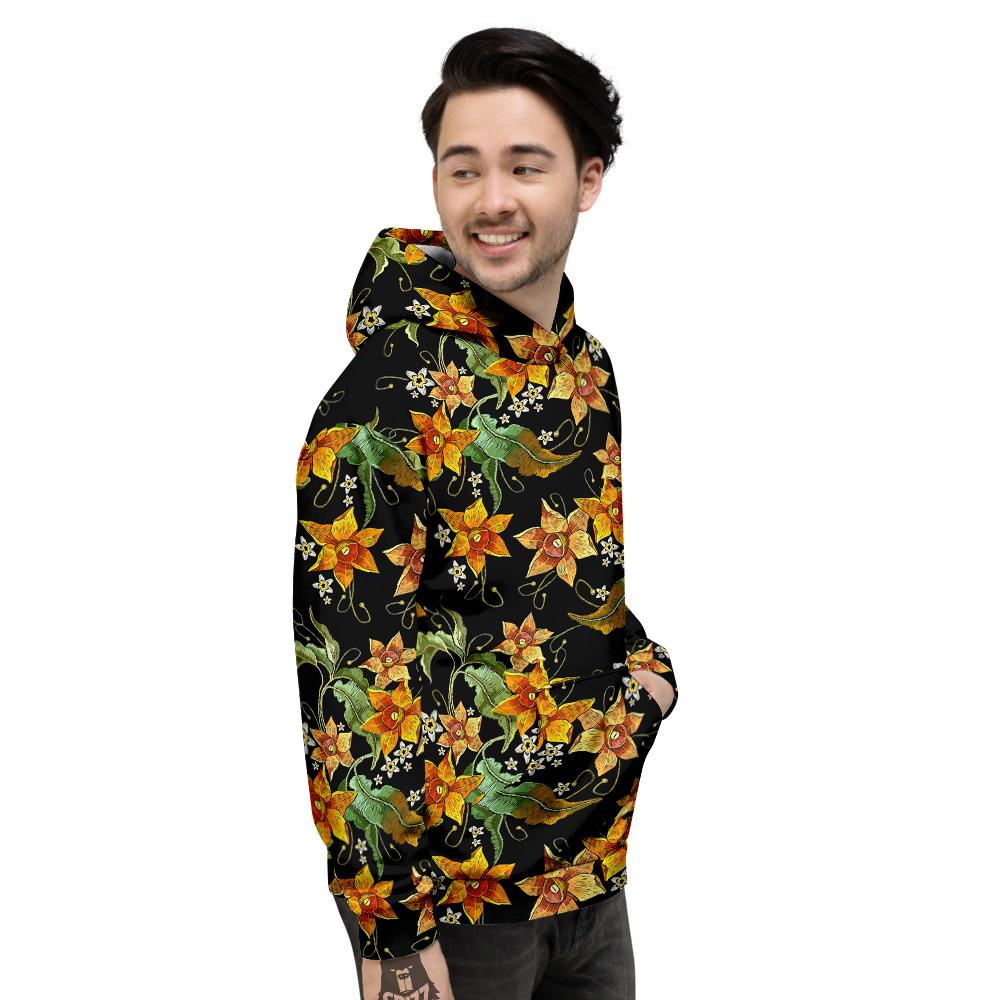 Flower Daffodil Vintage Print Pattern Men's Hoodie-grizzshop