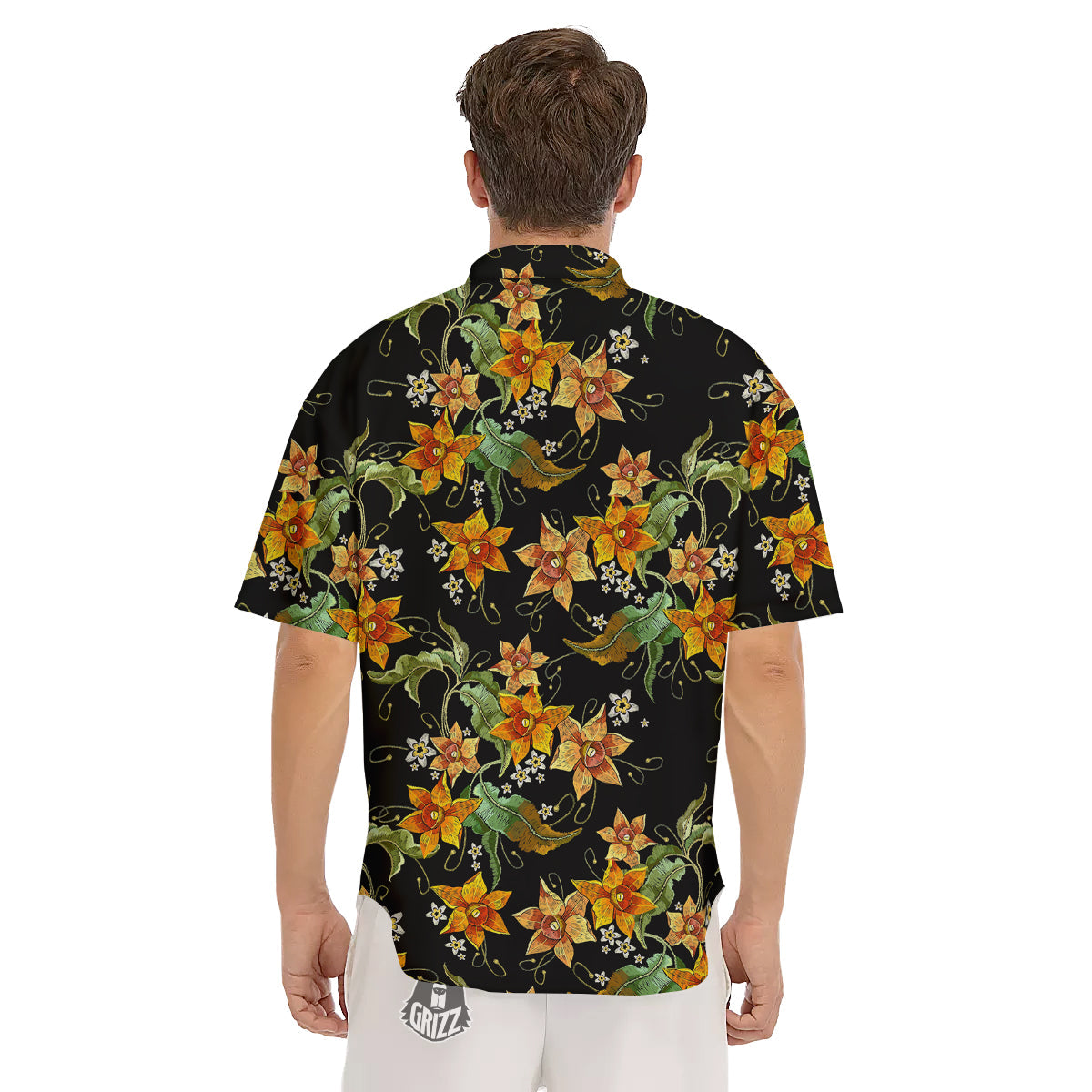 Flower Daffodil Vintage Print Pattern Men's Short Sleeve Shirts-grizzshop