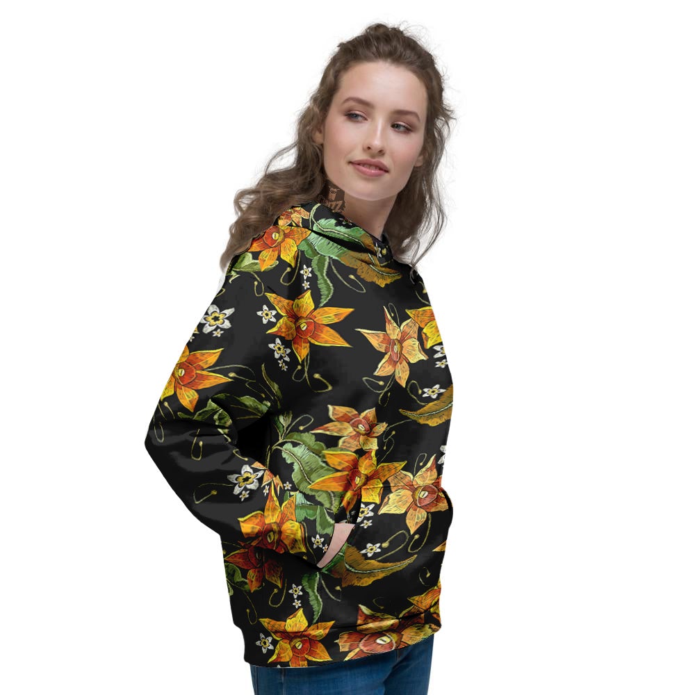 Flower Daffodil Vintage Print Pattern Women's Hoodie-grizzshop