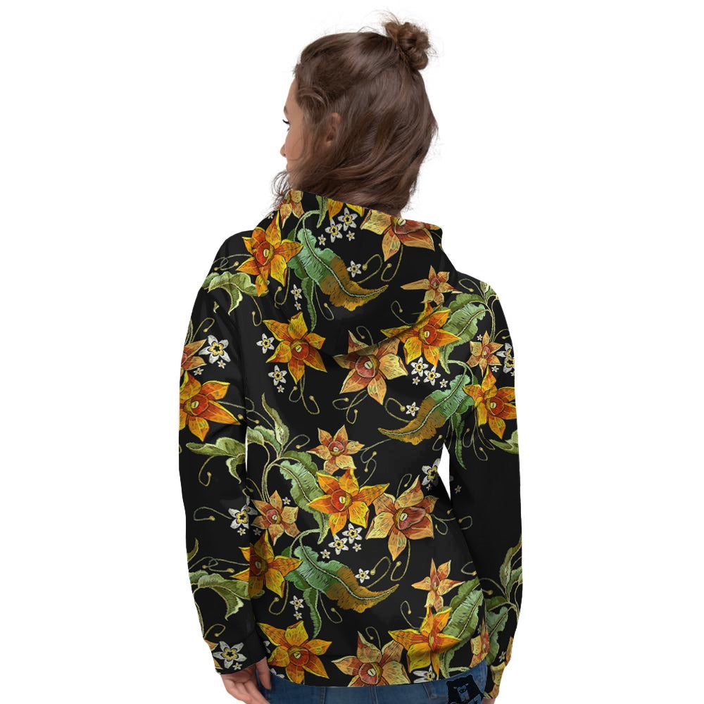 Flower Daffodil Vintage Print Pattern Women's Hoodie-grizzshop