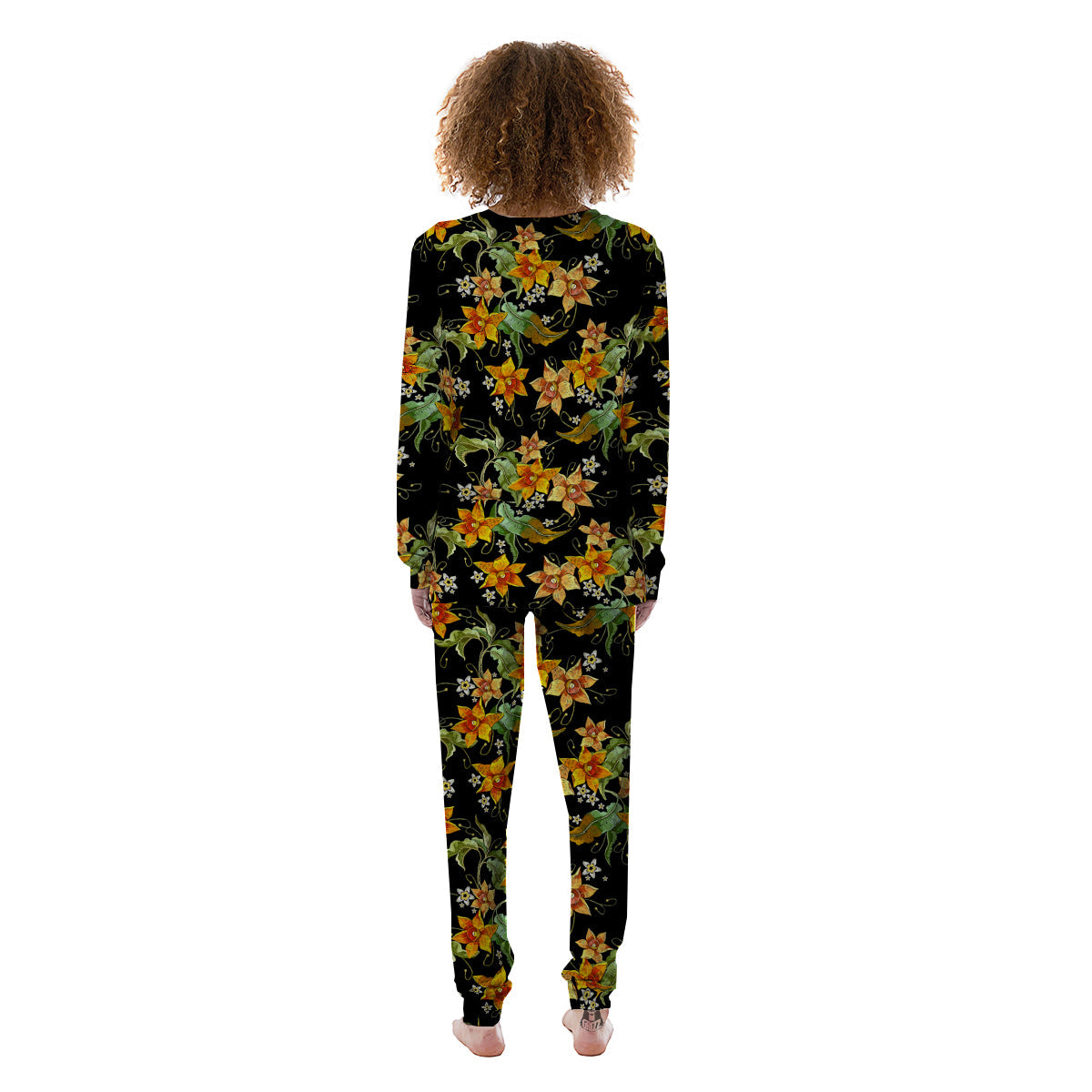Flower Daffodil Vintage Print Pattern Women's Pajamas-grizzshop