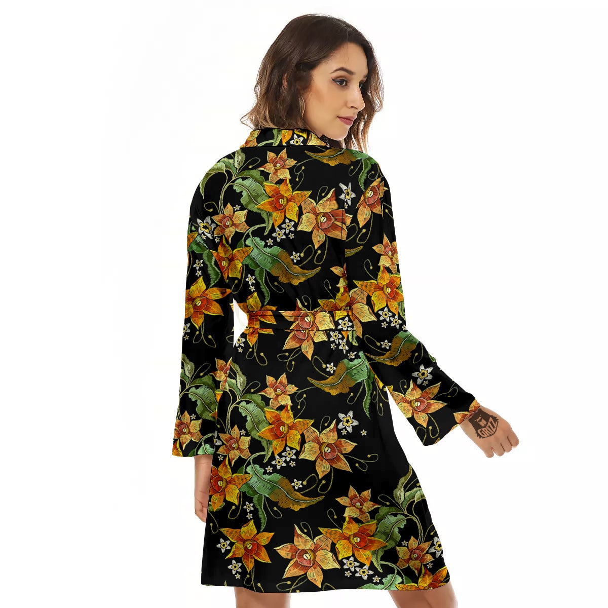 Flower Daffodil Vintage Print Pattern Women's Robe-grizzshop
