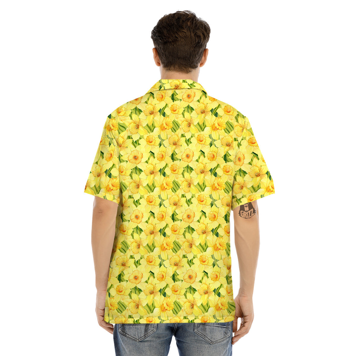 Flower Daffodil Watercolor Print Pattern Men's Hawaiian Shirt-grizzshop