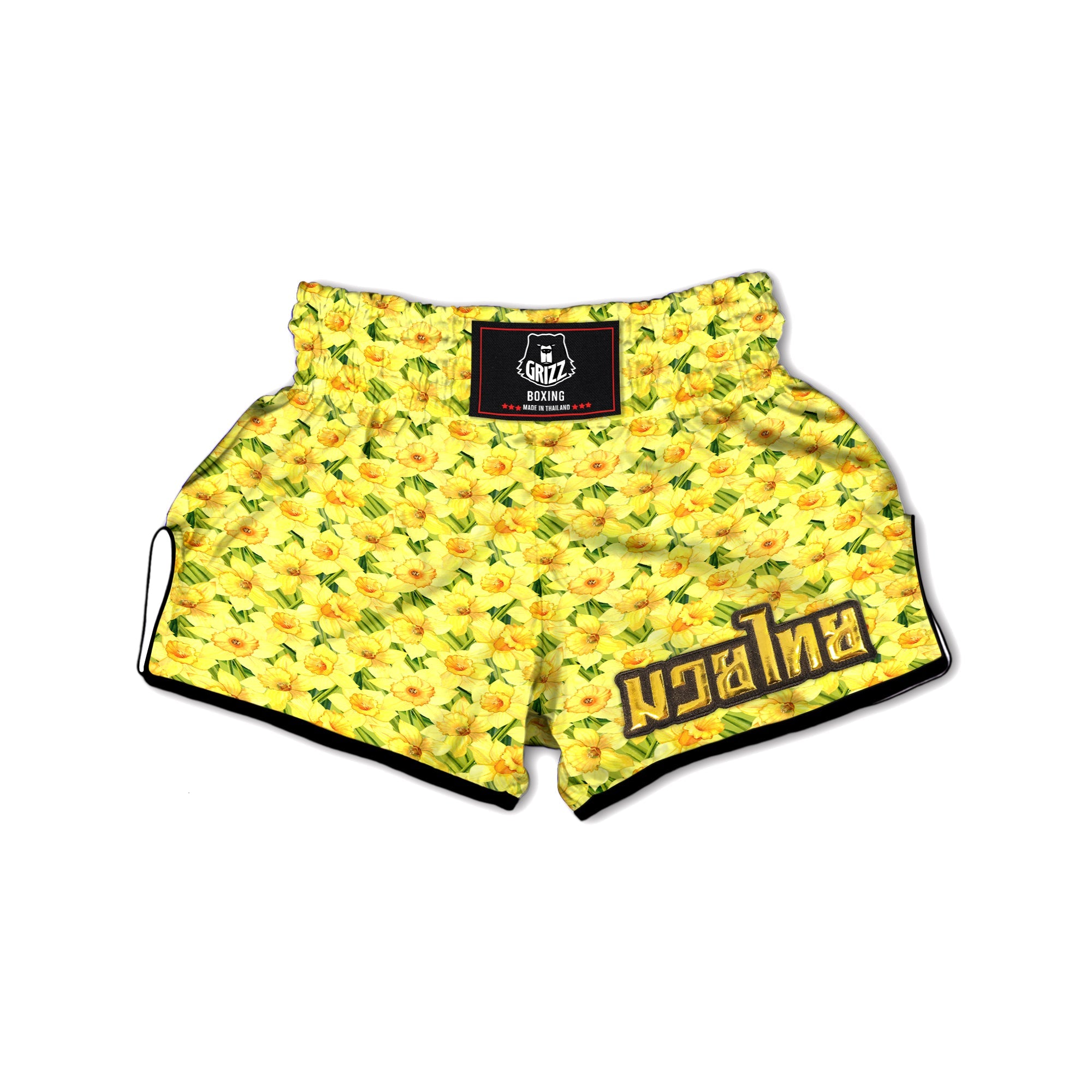 Flower Daffodil Watercolor Print Pattern Muay Thai Boxing Shorts-grizzshop