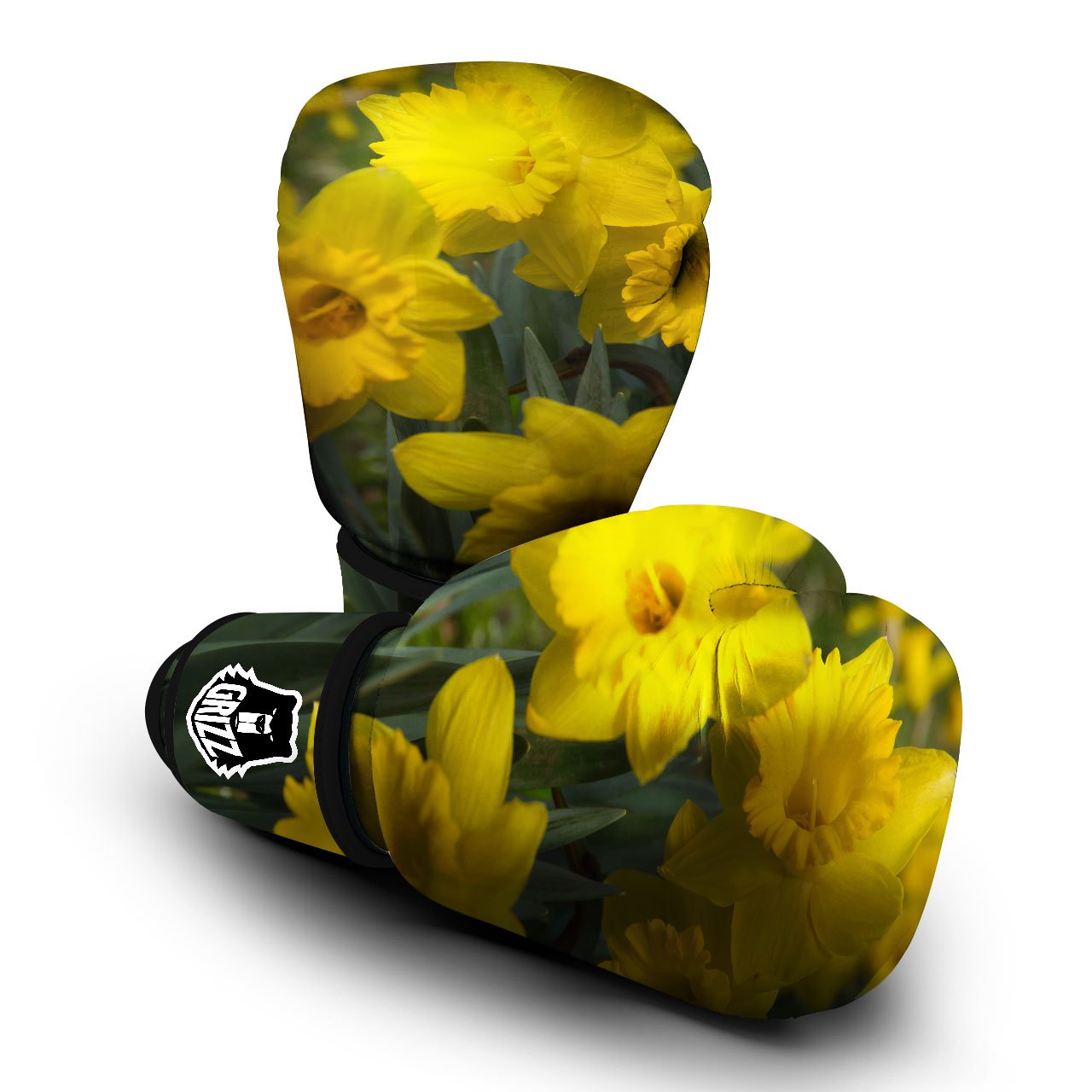Flower Daffodil Yellow Print Boxing Gloves-grizzshop