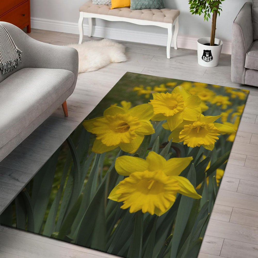 Flower Daffodil Yellow Print Floor Mat-grizzshop