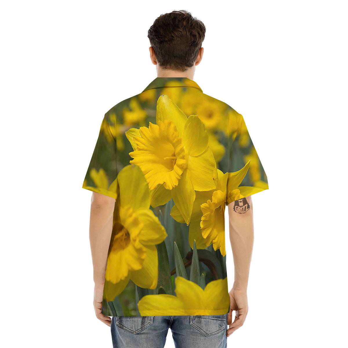 Flower Daffodil Yellow Print Men's Hawaiian Shirt-grizzshop