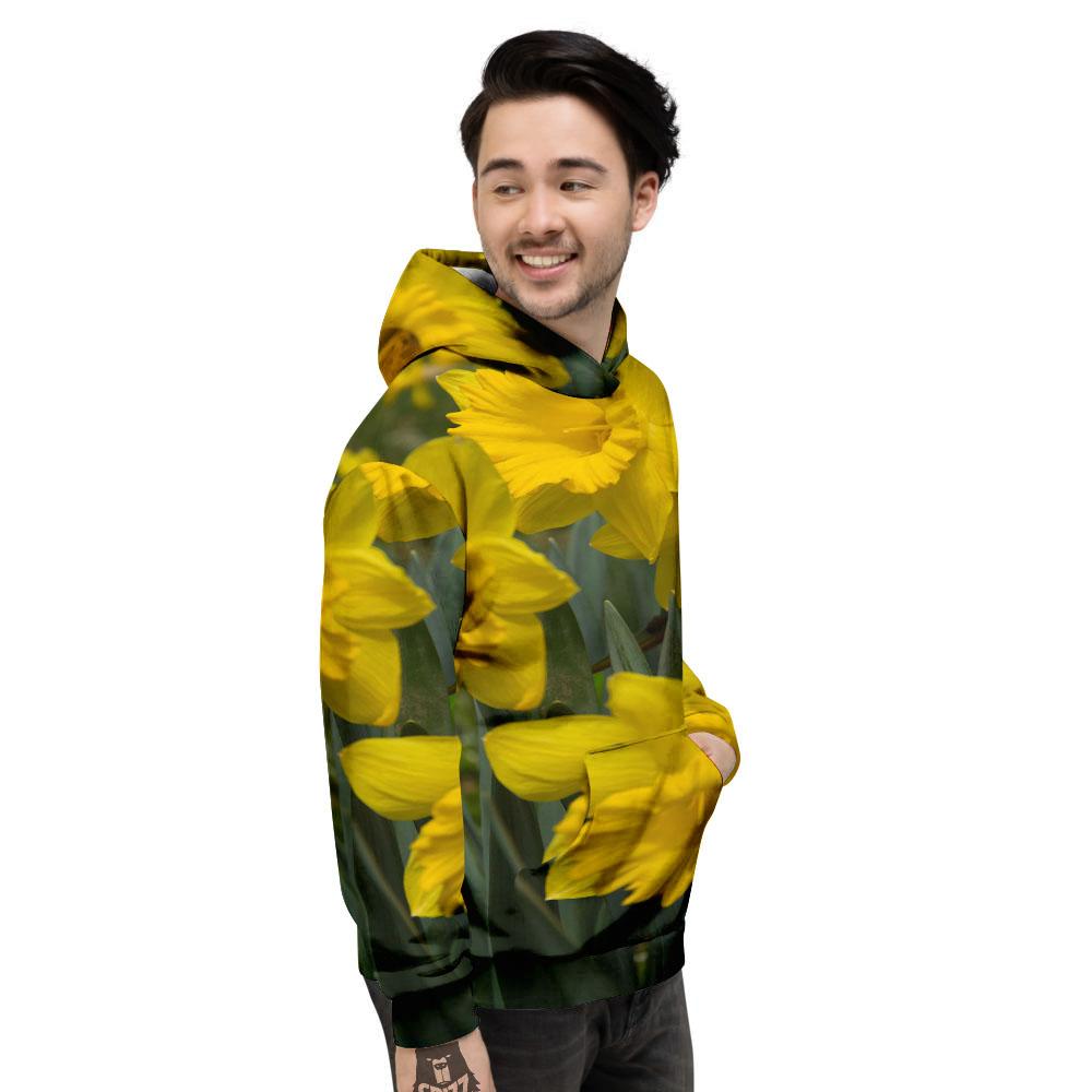 Flower Daffodil Yellow Print Men's Hoodie-grizzshop