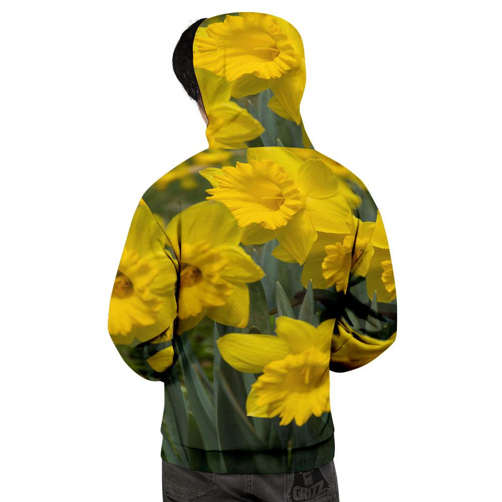 Flower Daffodil Yellow Print Men's Hoodie-grizzshop