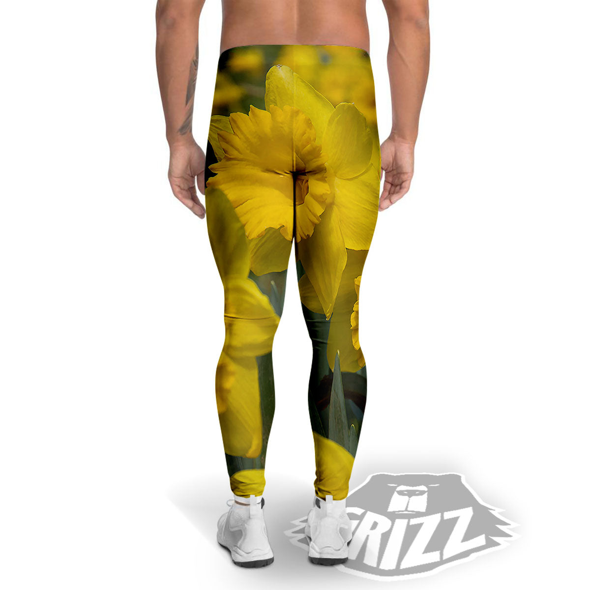 Flower Daffodil Yellow Print Men's Leggings-grizzshop
