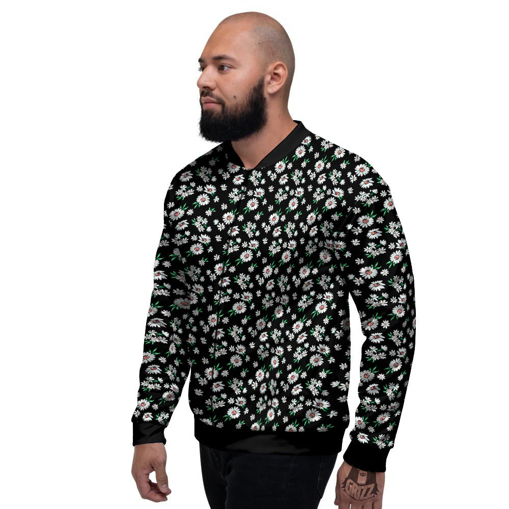 Flower Daisy Print Pattern Men's Bomber Jacket-grizzshop