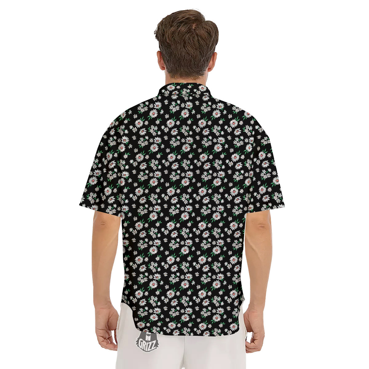 Flower Daisy Print Pattern Men's Short Sleeve Shirts-grizzshop