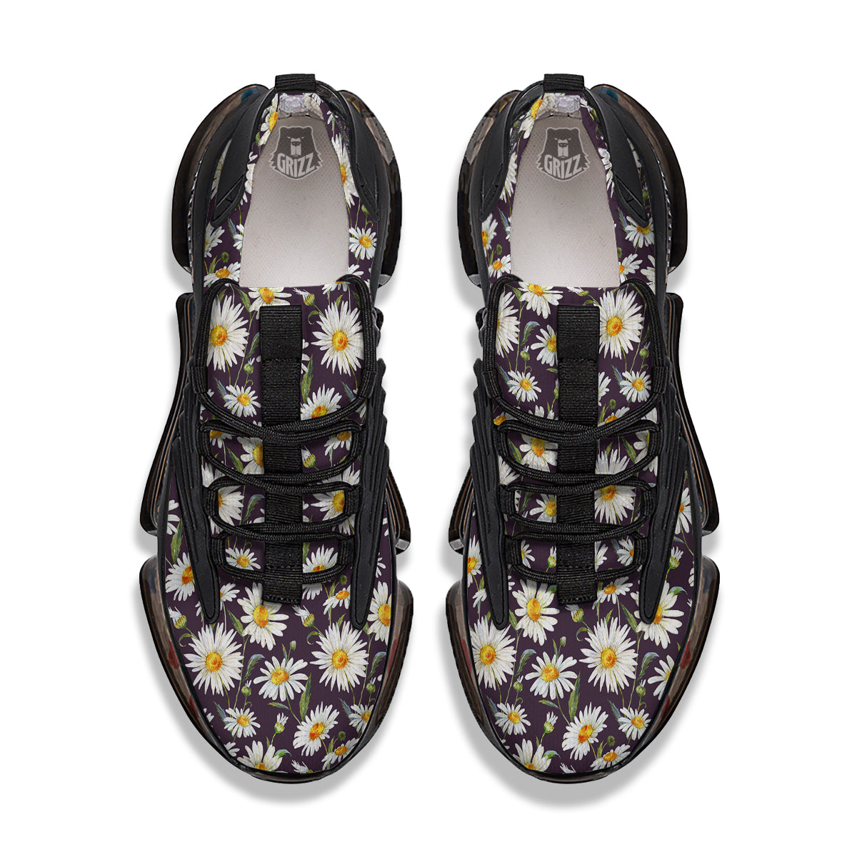 Flower Daisy Watercolor Print Pattern Black Gym Shoes-grizzshop