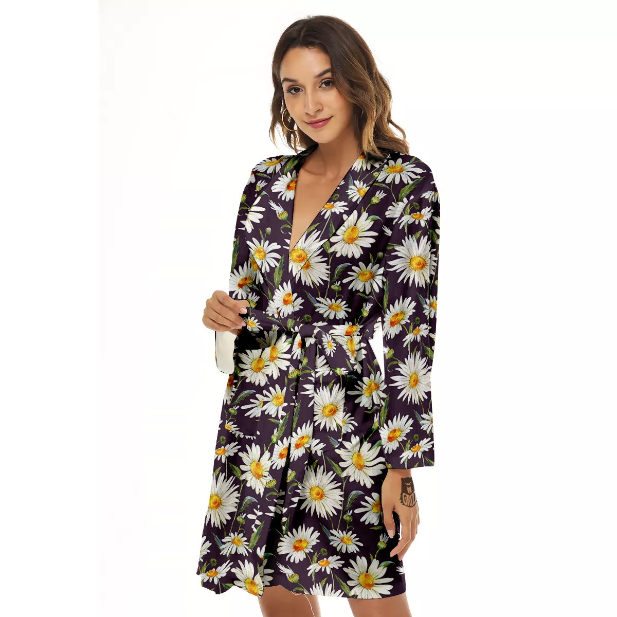Diamond Colorful Print Pattern Women Long Robe