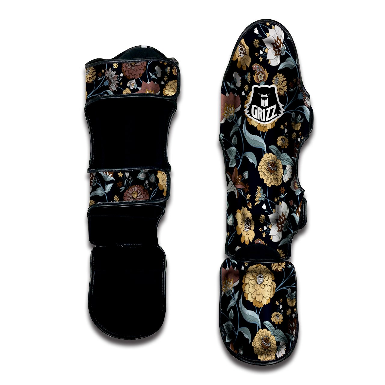 Flower Floral Vintage Print Pattern Muay Thai Shin Guards-grizzshop
