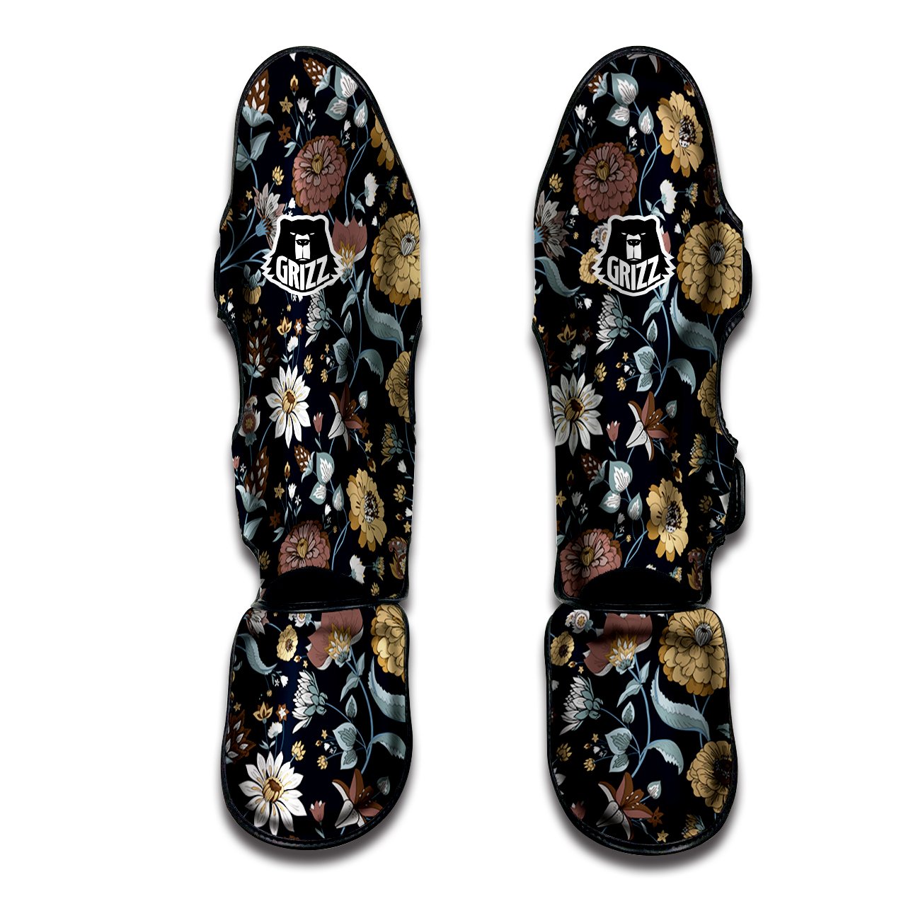 Flower Floral Vintage Print Pattern Muay Thai Shin Guards-grizzshop