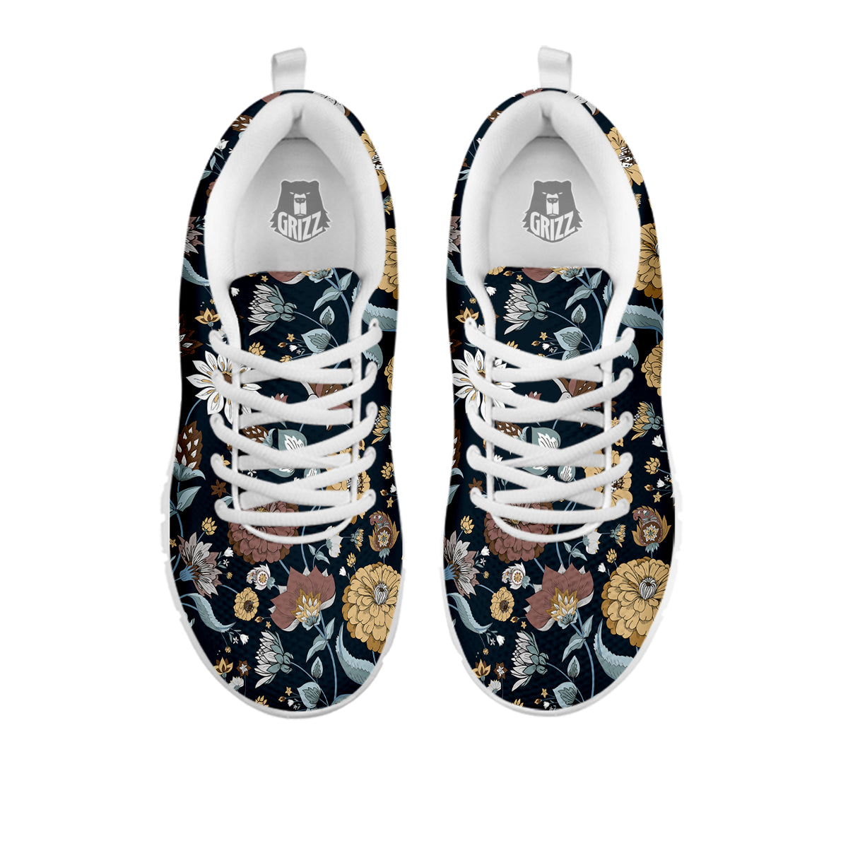 Flower Floral Vintage Print Pattern White Sneaker-grizzshop