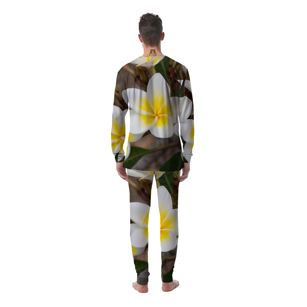 Flower Frangipani Print Men's Pajamas-grizzshop