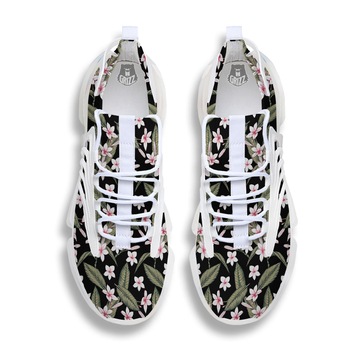Flower Frangipani Print Pattern White Gym Shoes-grizzshop