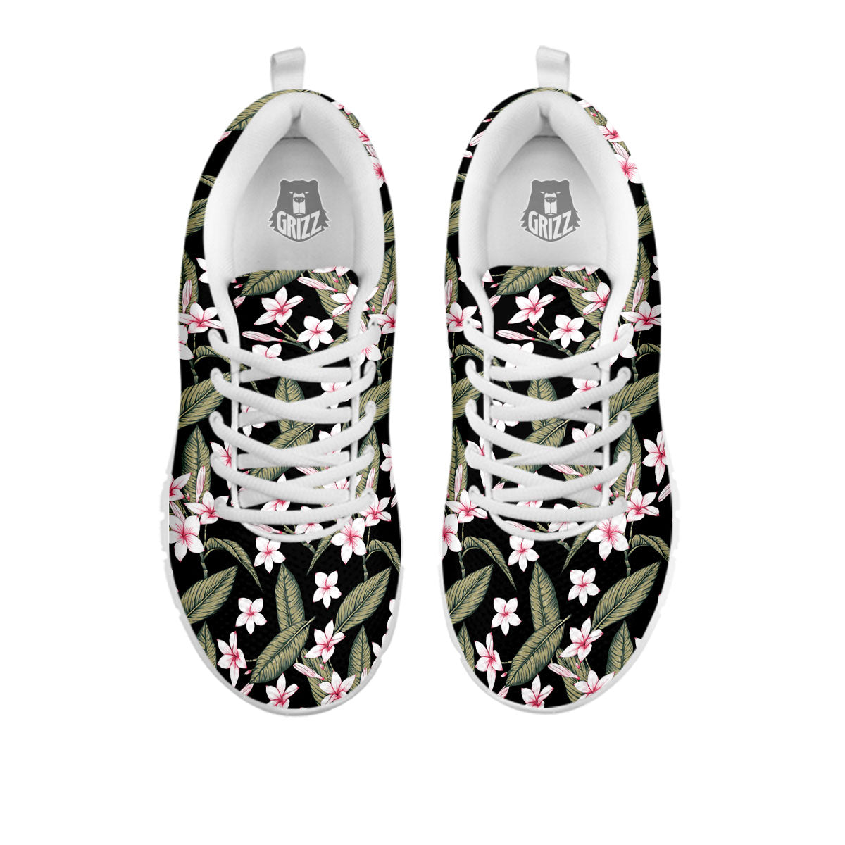 Flower Frangipani Print Pattern White Sneaker-grizzshop