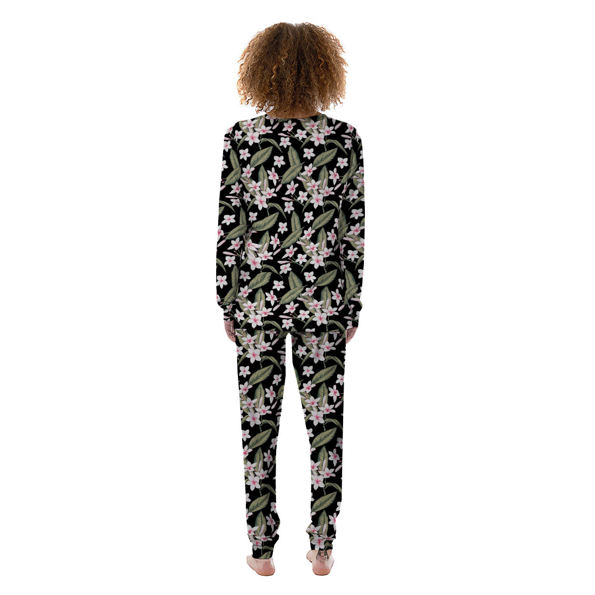Flower Frangipani Print Pattern Women's Pajamas-grizzshop
