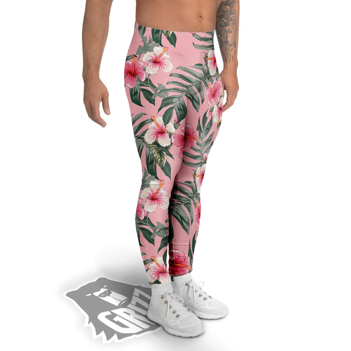 Flower Frangipani Tropical Print Pattern Men's Leggings-grizzshop