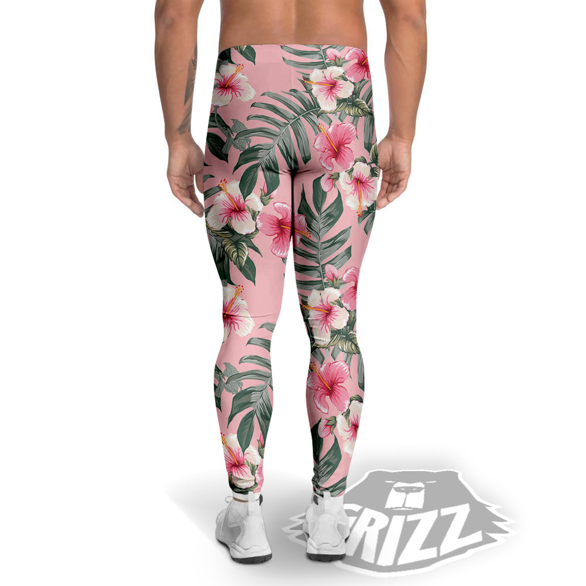 Flower Frangipani Tropical Print Pattern Men's Leggings-grizzshop