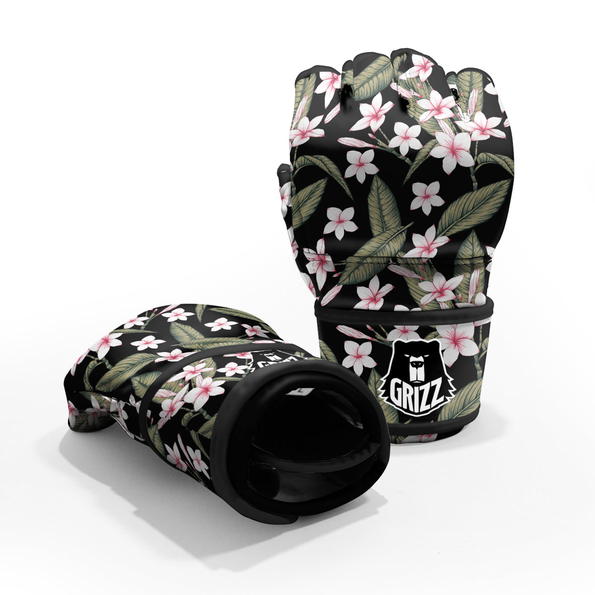 Flower Frangipani Watercolor Print Pattern MMA Gloves-grizzshop