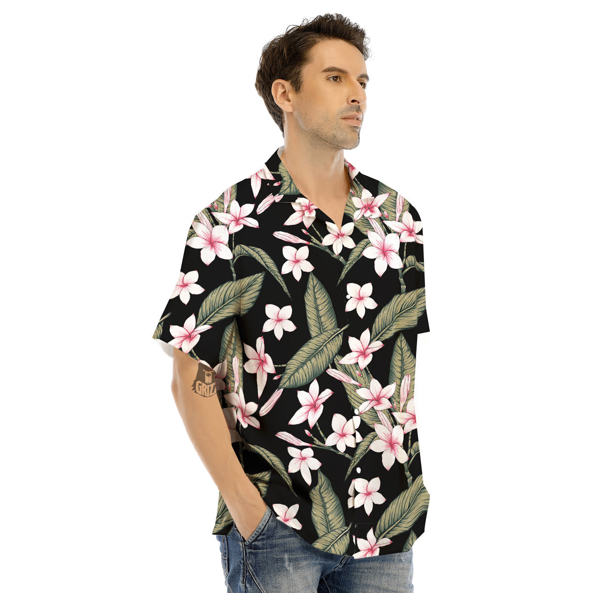 Flower Frangipani Watercolor Print Pattern Men's Hawaiian Shirt-grizzshop