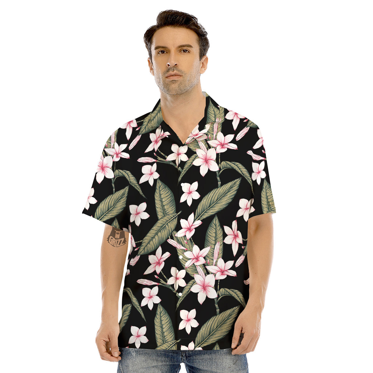 Flower Frangipani Watercolor Print Pattern Men's Hawaiian Shirt-grizzshop