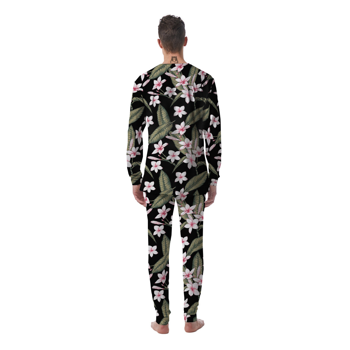 Flower Frangipani Watercolor Print Pattern Men's Pajamas-grizzshop