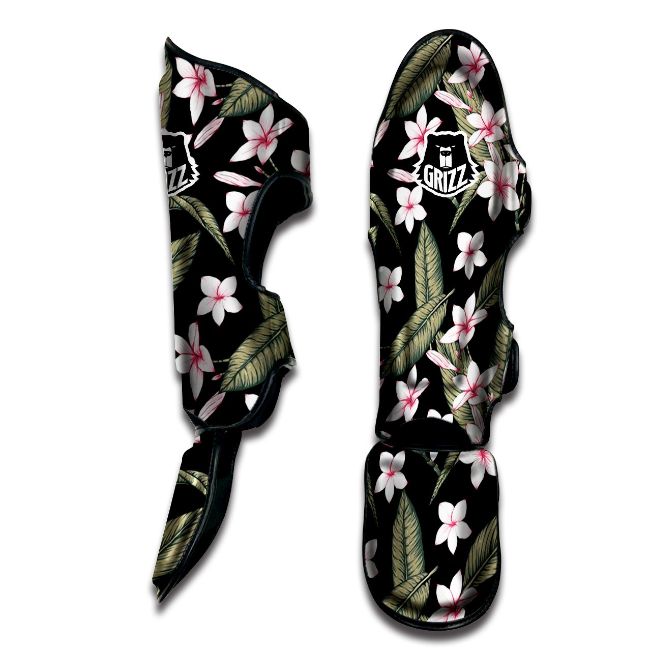 Flower Frangipani Watercolor Print Pattern Muay Thai Shin Guards-grizzshop