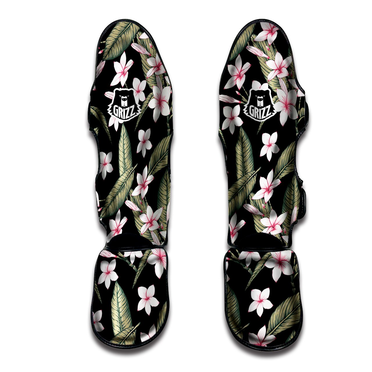 Flower Frangipani Watercolor Print Pattern Muay Thai Shin Guards-grizzshop