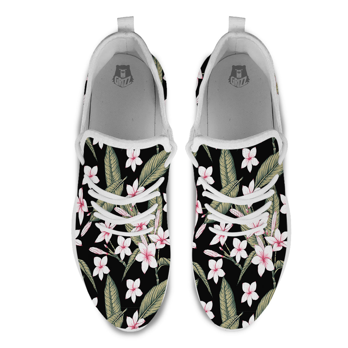 Flower Frangipani Watercolor Print Pattern White Athletic Shoes-grizzshop