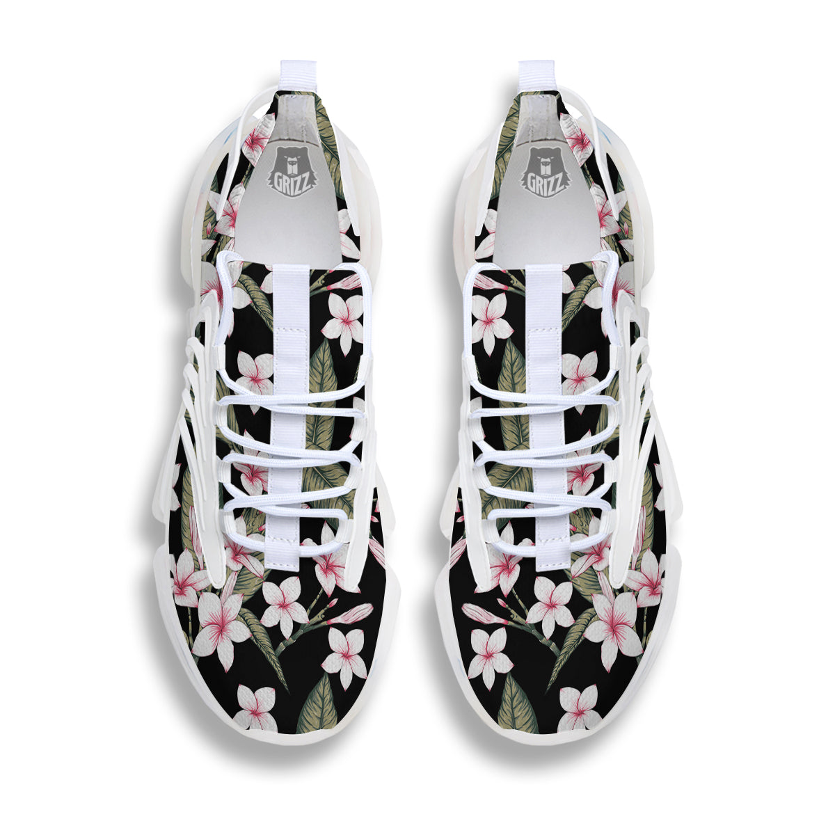Flower Frangipani Watercolor Print Pattern White Gym Shoes-grizzshop