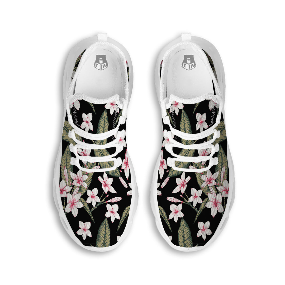 Flower Frangipani Watercolor Print Pattern White Running Shoes-grizzshop