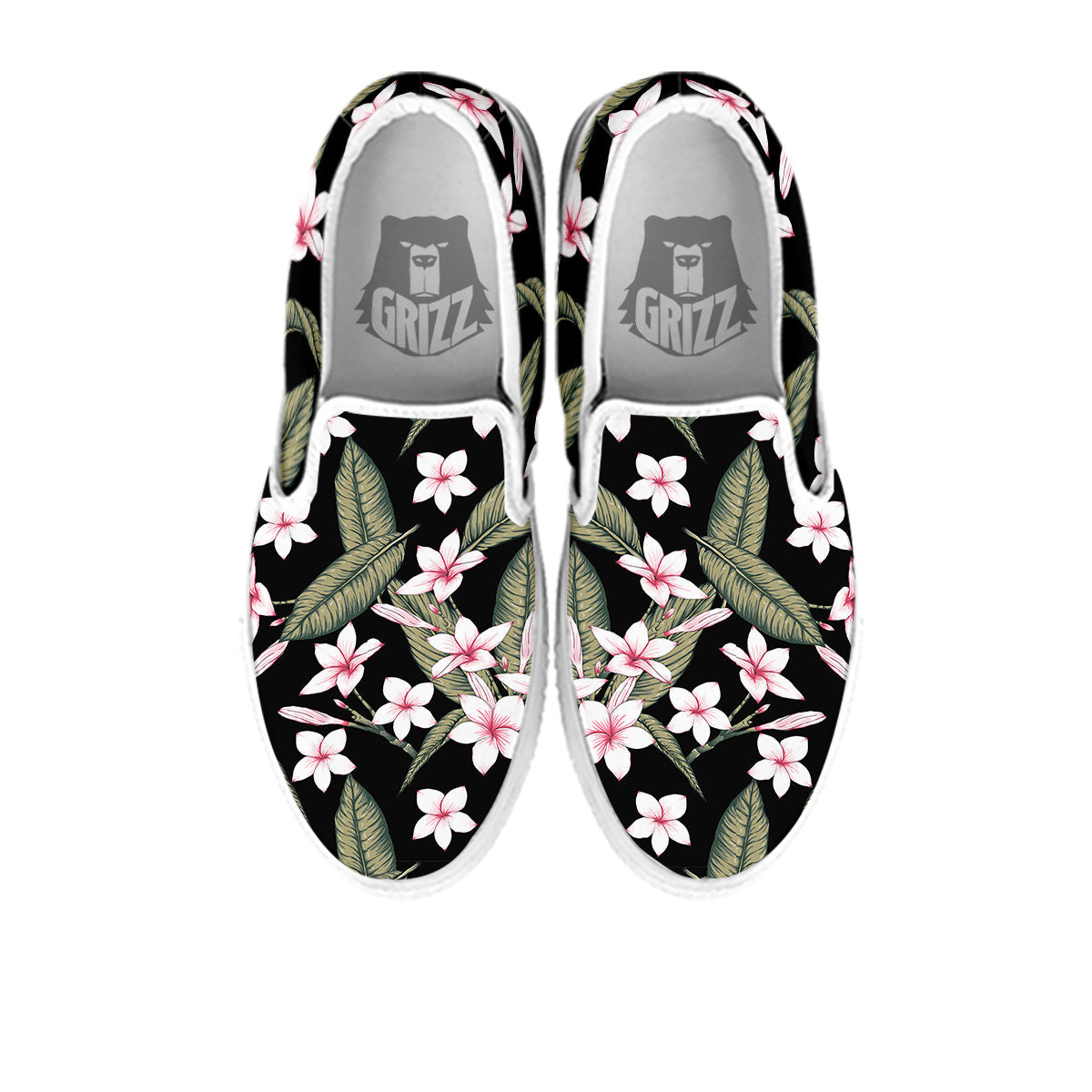 Flower Frangipani Watercolor Print Pattern White Slip On Shoes-grizzshop