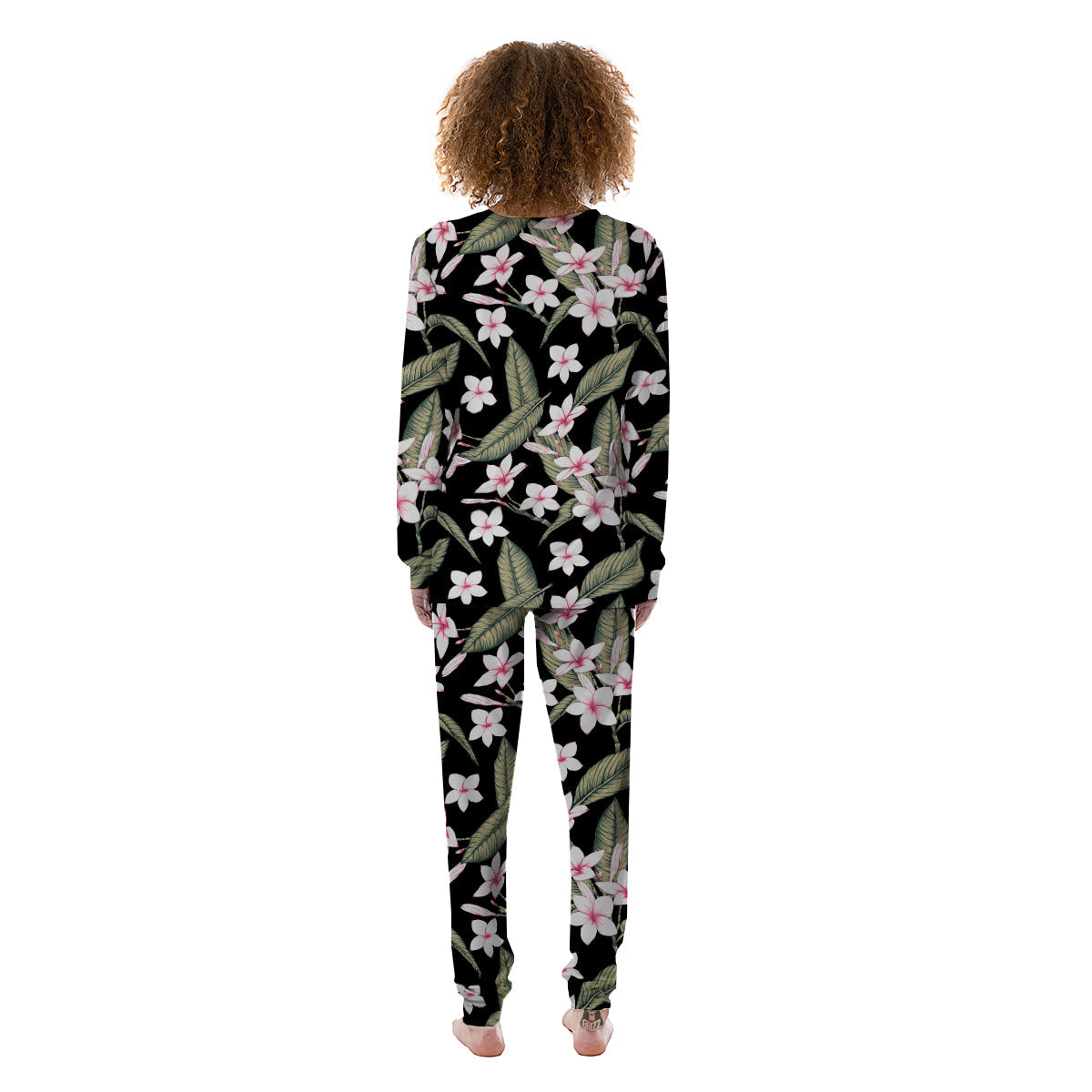 Flower Frangipani Watercolor Print Pattern Women's Pajamas-grizzshop