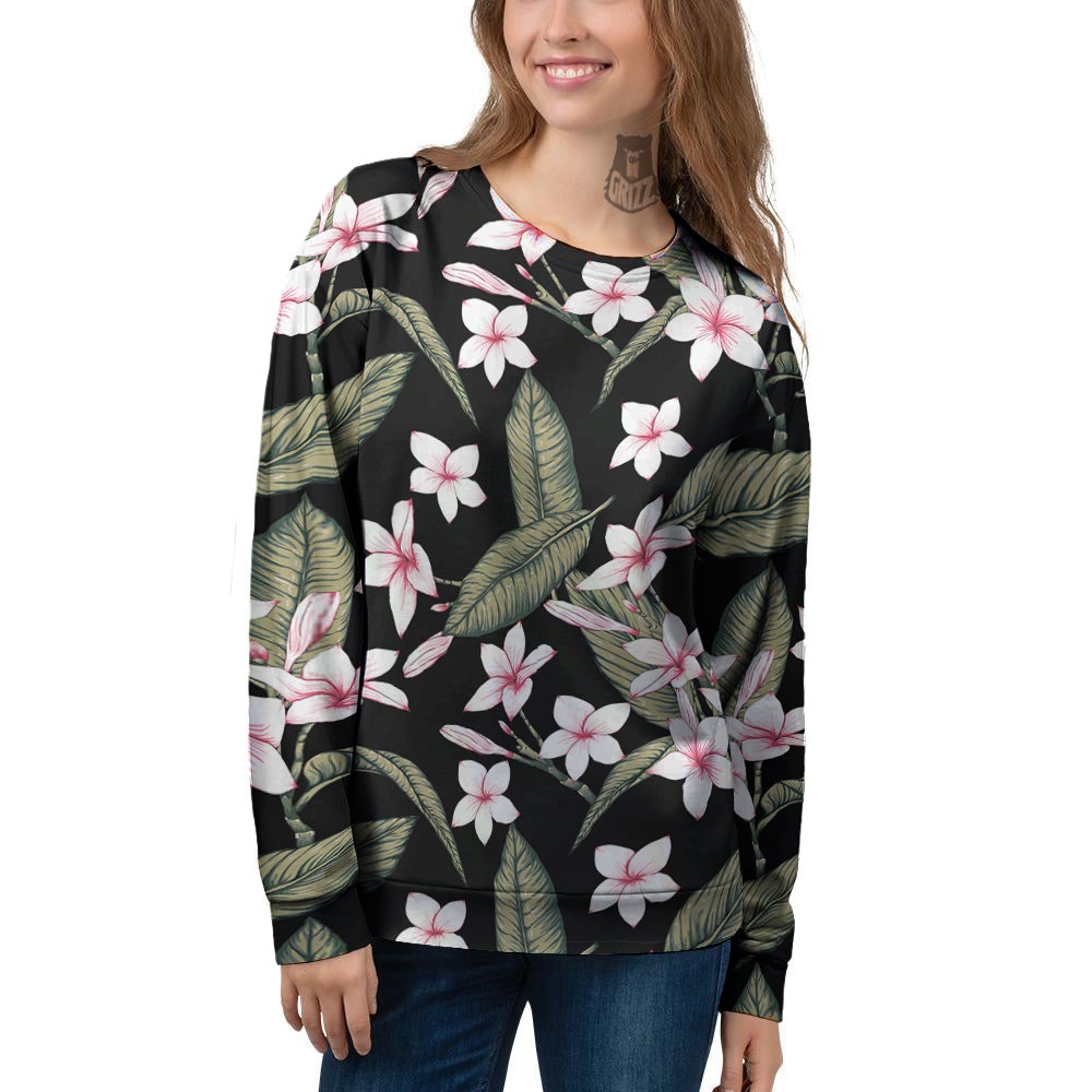 Flower Frangipani Watercolor Print Pattern Women's Sweatshirt-grizzshop