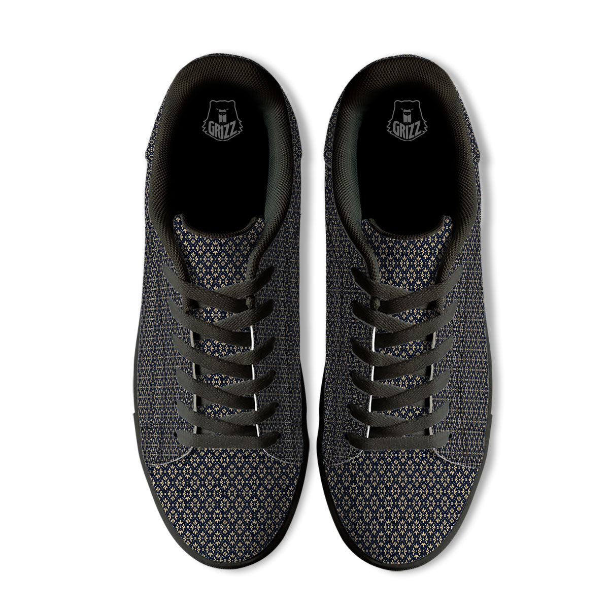 Flower Geometric Dot Print Pattern Black Low Top Sneakers-grizzshop