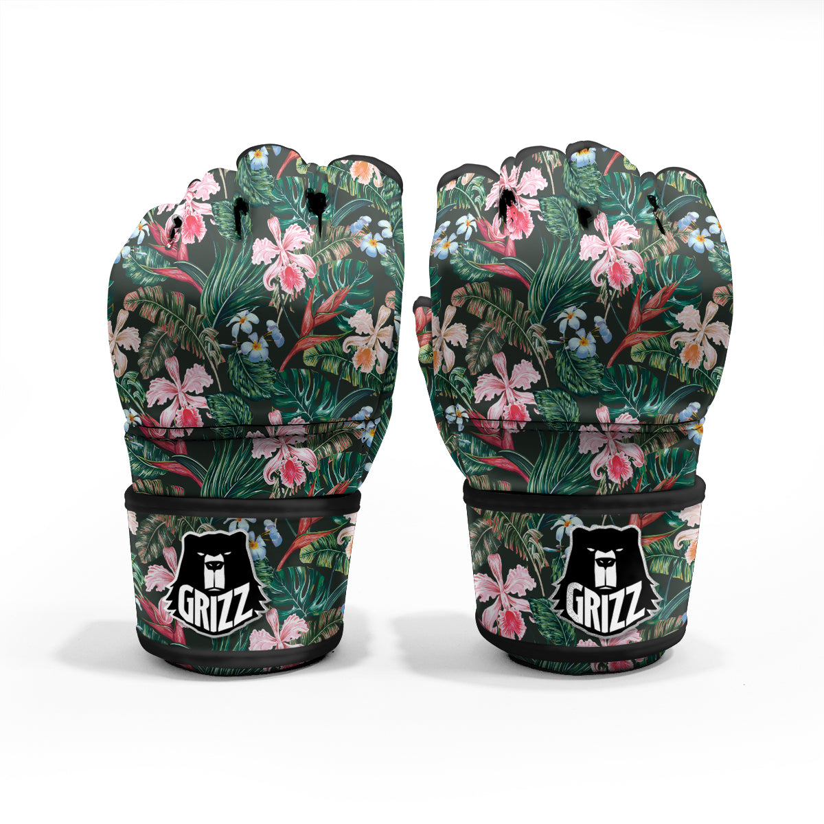 Flower Orchid Tropical Print Pattern MMA Gloves-grizzshop
