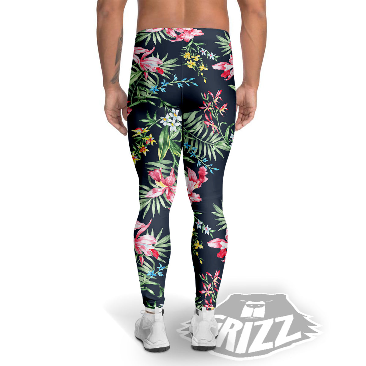 Flower Orchid Watercolor Print Pattern Men's Leggings-grizzshop