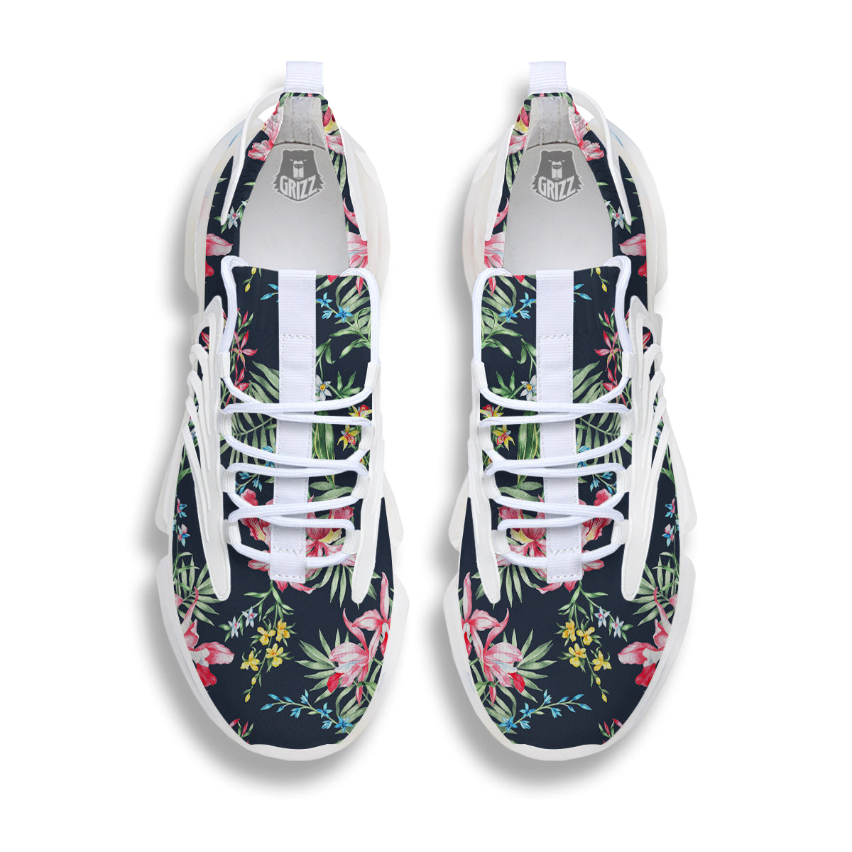 Flower Orchid Watercolor Print Pattern White Gym Shoes-grizzshop