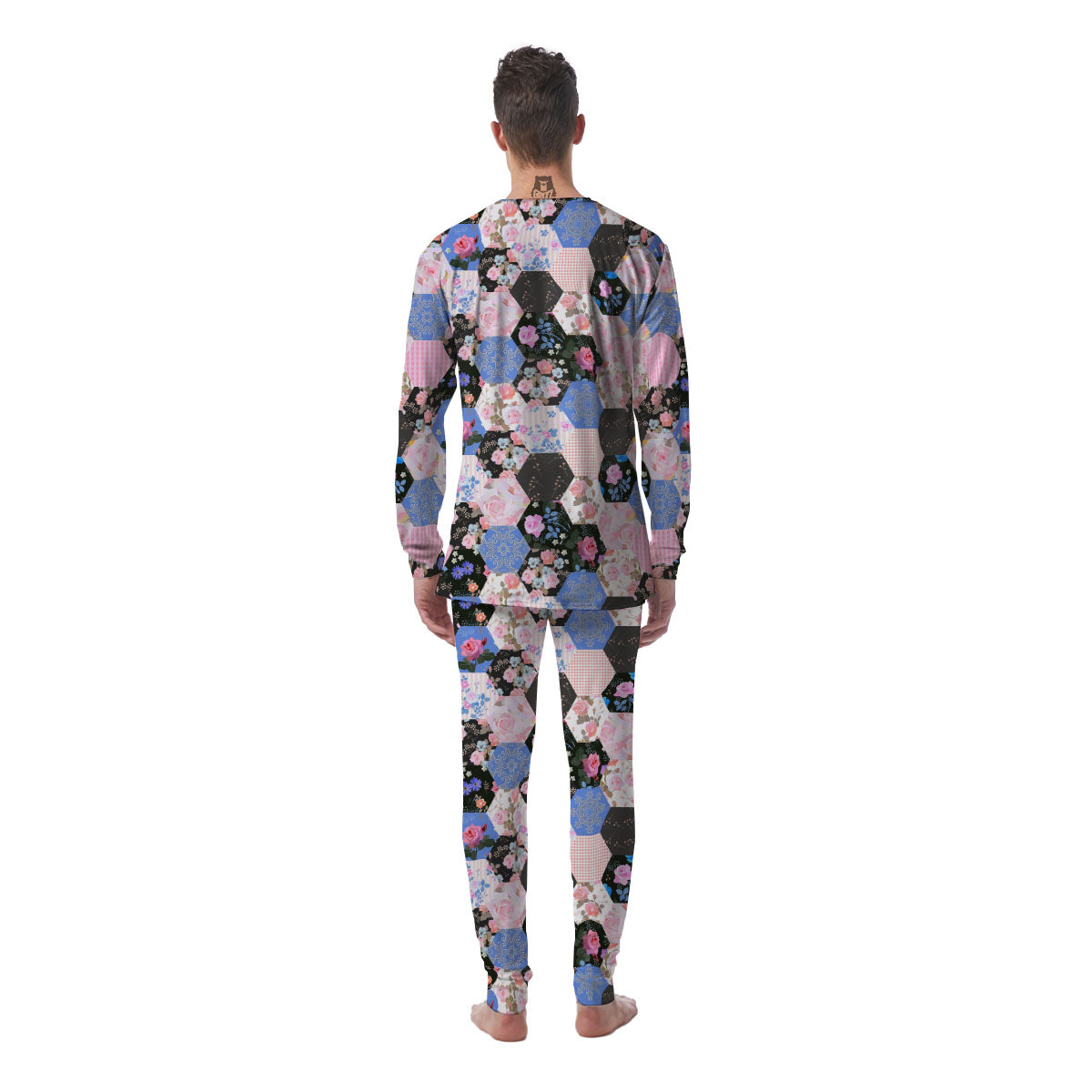 Flower Patchwork Pink Print Pattern Men's Pajamas-grizzshop