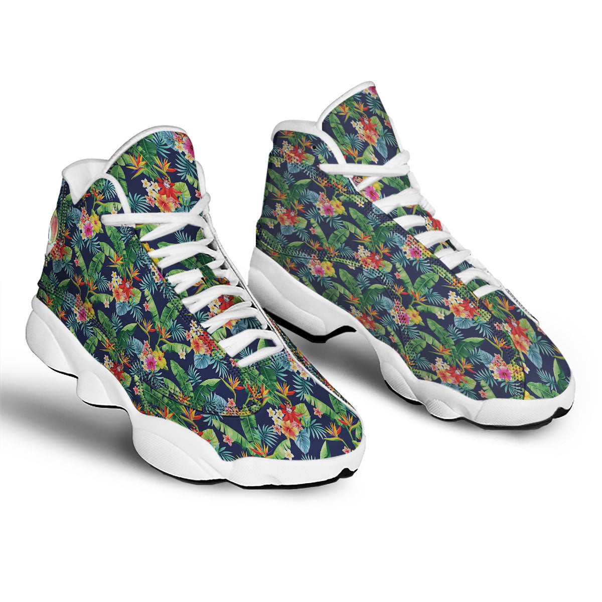 Flower Plumeria Vintage Print Pattern White Basketball Shoes-grizzshop